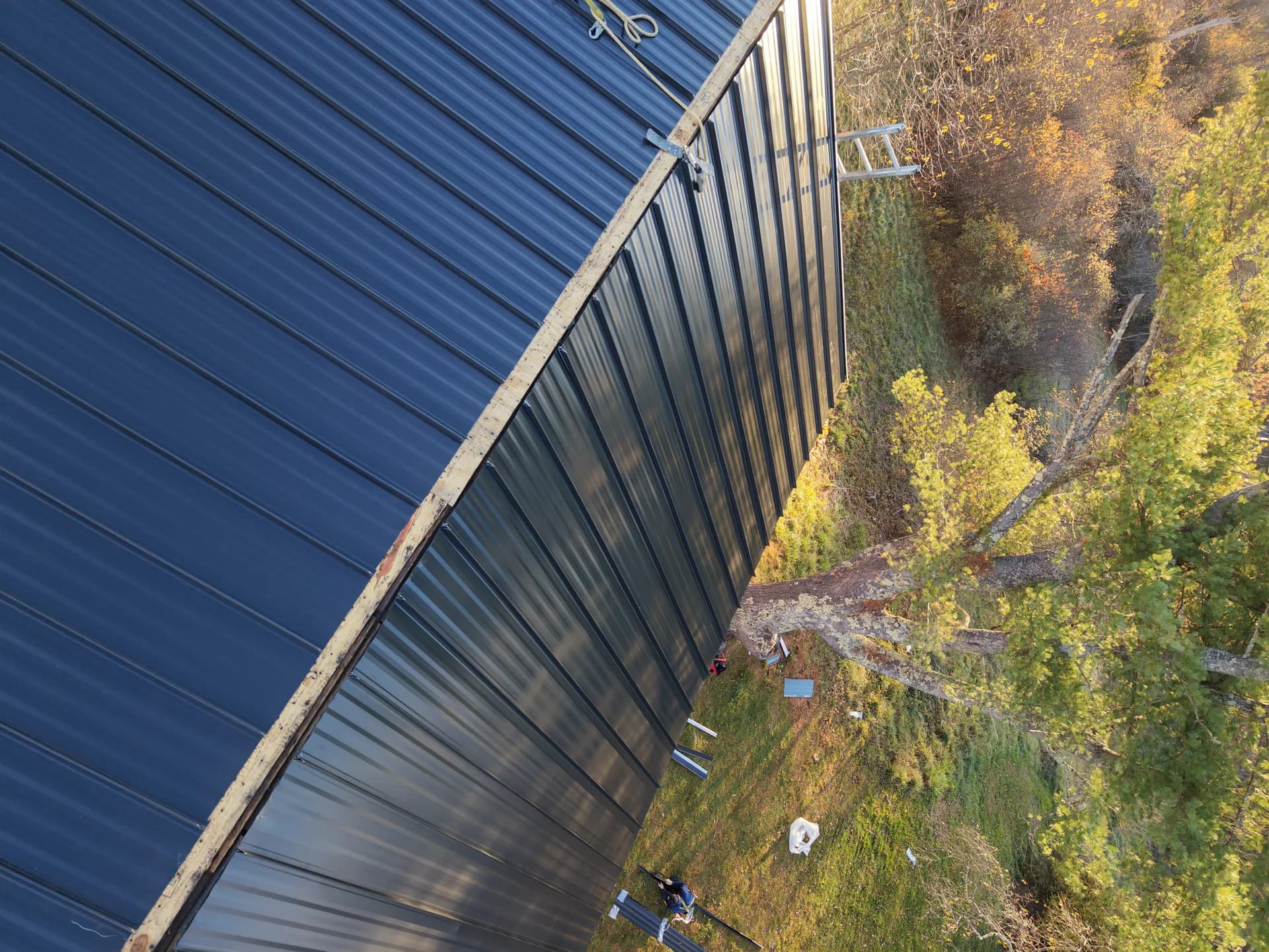 GraniteShield standing seam metal roof two-tone blue and charcoal Southern Maine